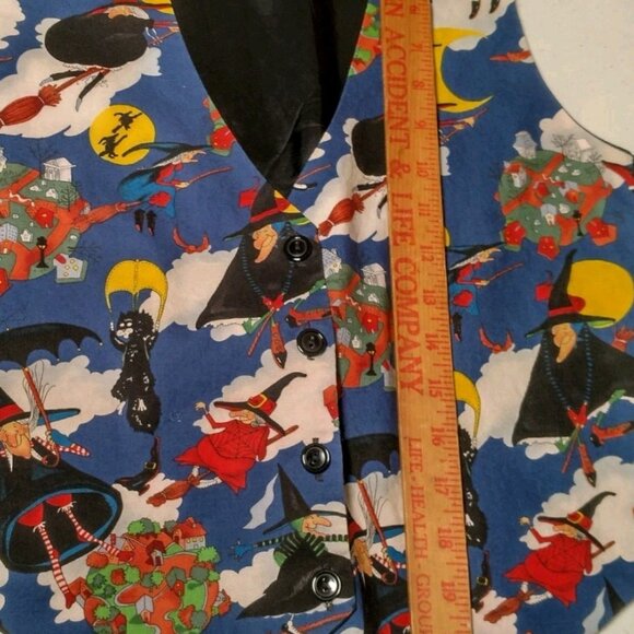 Vintage Halloween Vest Women M 111 Main Witch Witches Flying Black Cat Parachute - Picture 6 of 11